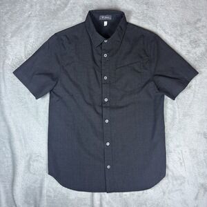 Ibex Men's Small Button Up Short Sleeve Black Shirt FLAW